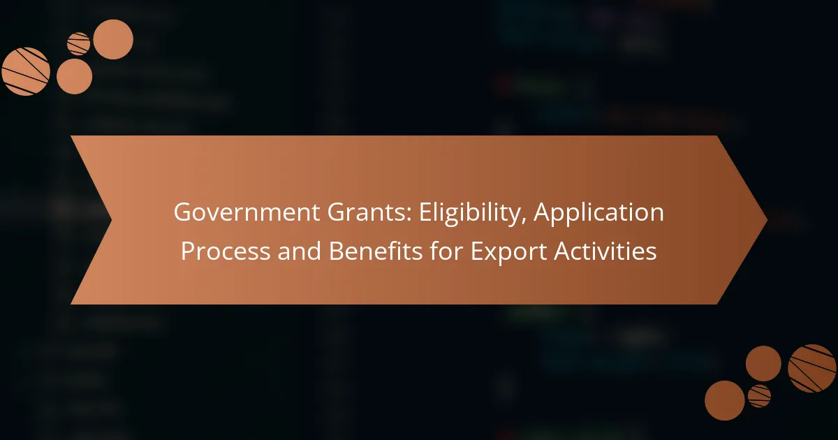 Government Grants: Eligibility, Application Process and Benefits for Export Activities