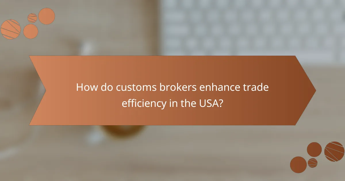 How do customs brokers enhance trade efficiency in the USA?