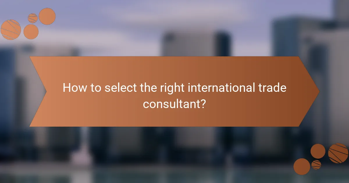 How to select the right international trade consultant?