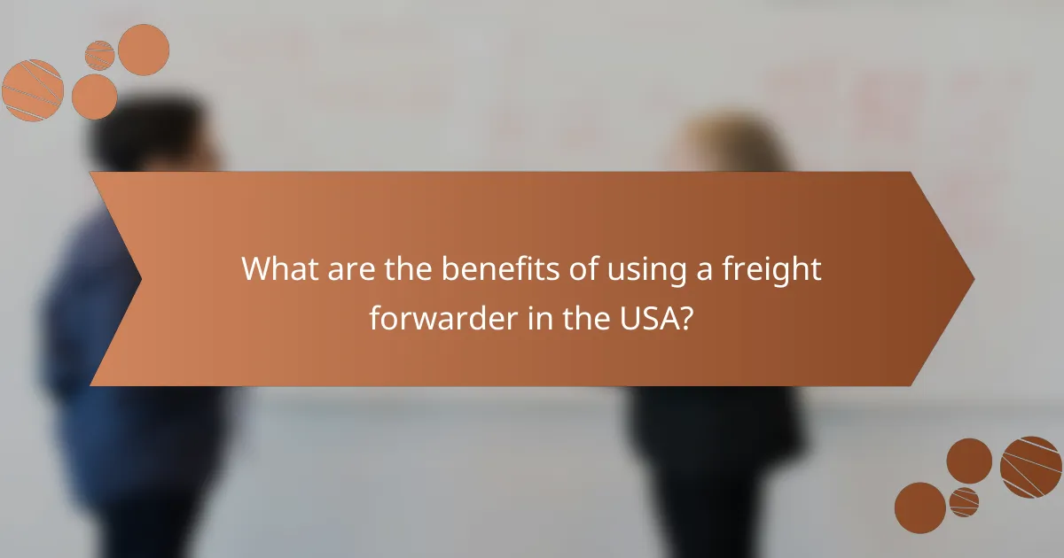 What are the benefits of using a freight forwarder in the USA?