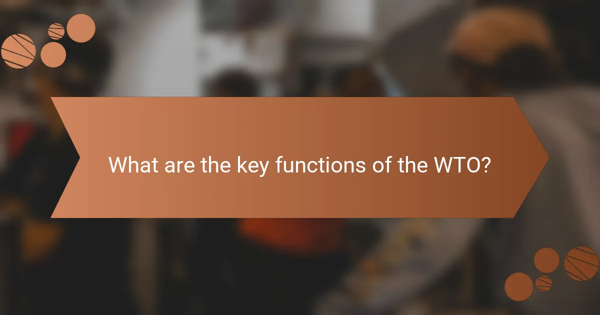 What are the key functions of the WTO?
