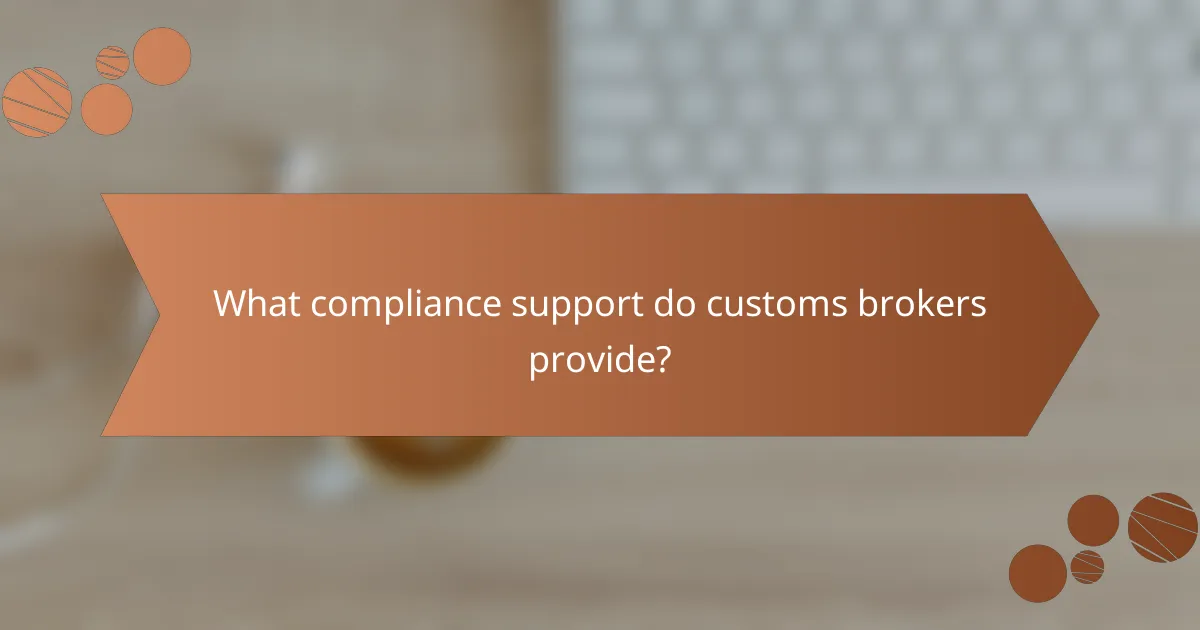 What compliance support do customs brokers provide?