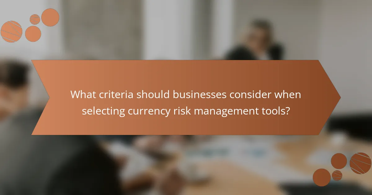 What criteria should businesses consider when selecting currency risk management tools?