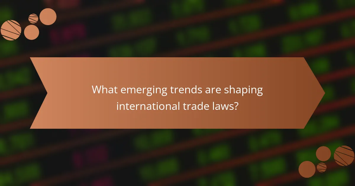 What emerging trends are shaping international trade laws?
