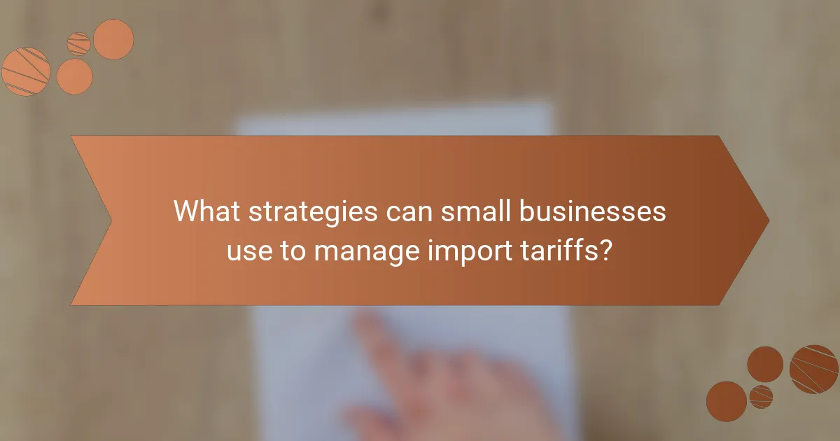 What strategies can small businesses use to manage import tariffs?